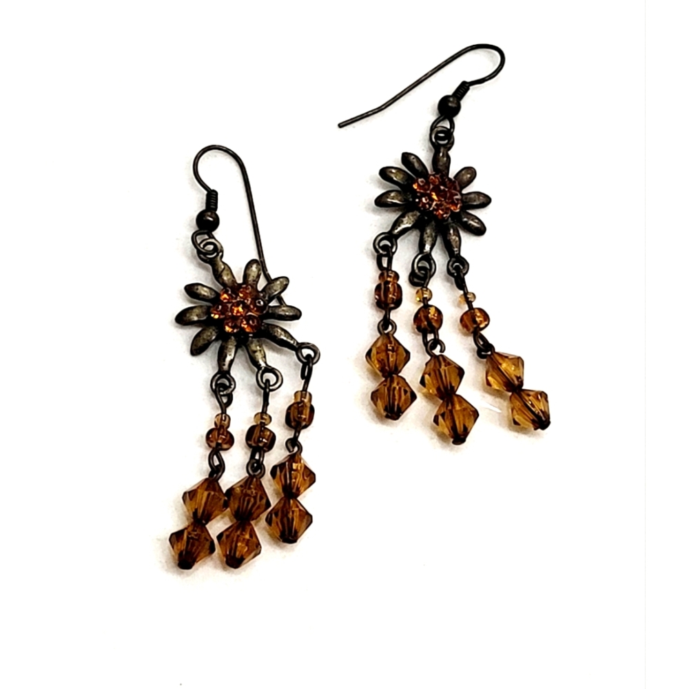 Vtg. Flower Dangle Earrings